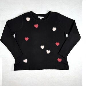 Celebrate Together Fuzzy Valentine Hearts Long Sleeve Crewneck Sweater Womens XL